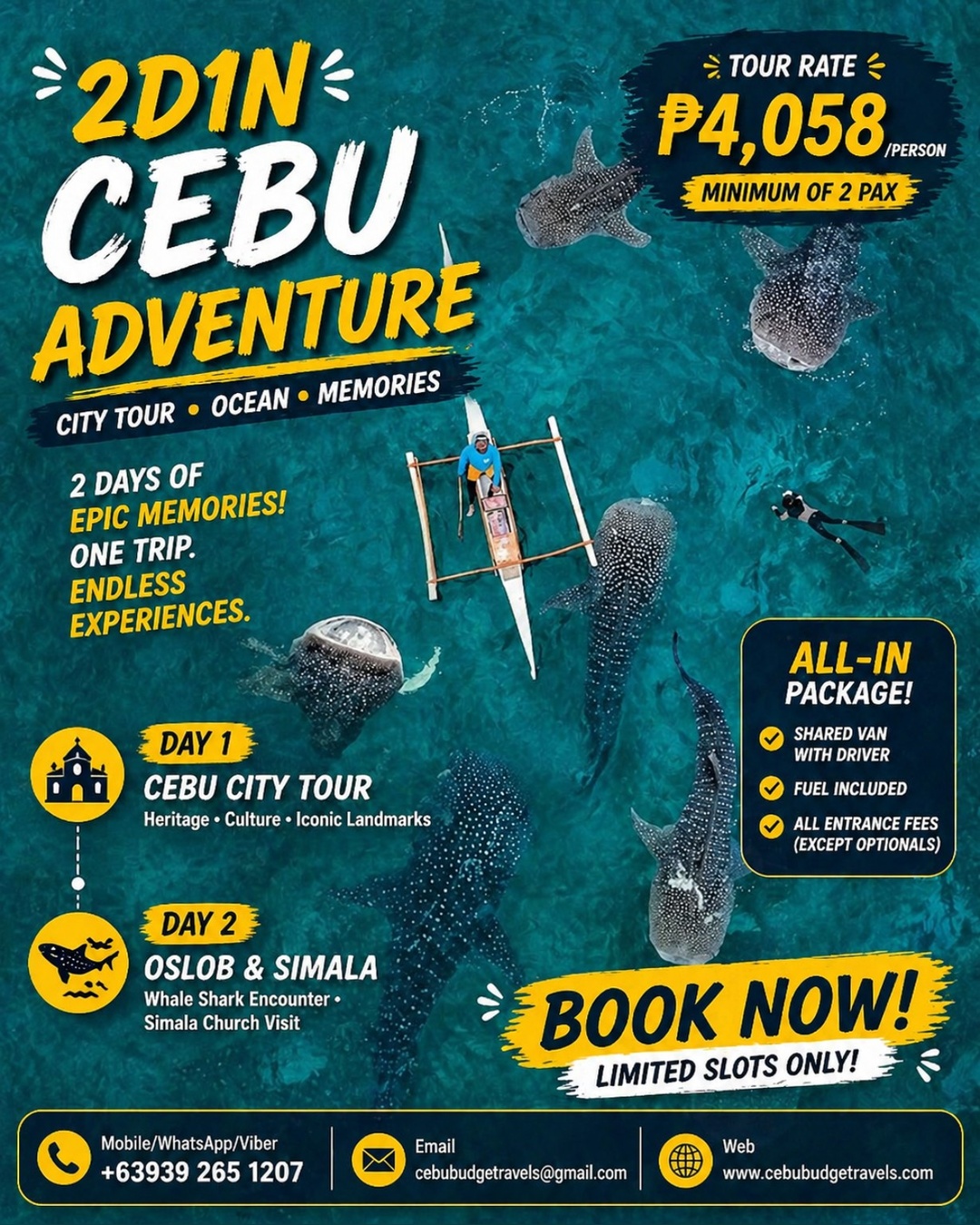 2 Days 1 Night Cebu City and Oslob & Badian tour package